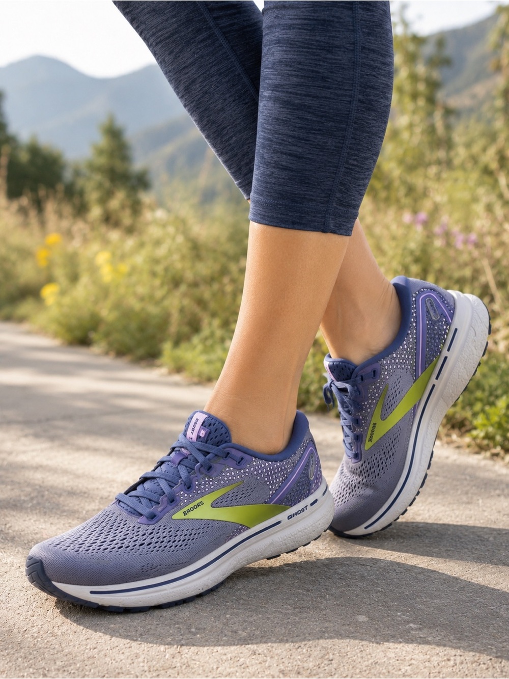 Brooks Ghost 14 Women's Running Shoes Purple Impression & Dutch Lime Size 9.5 M